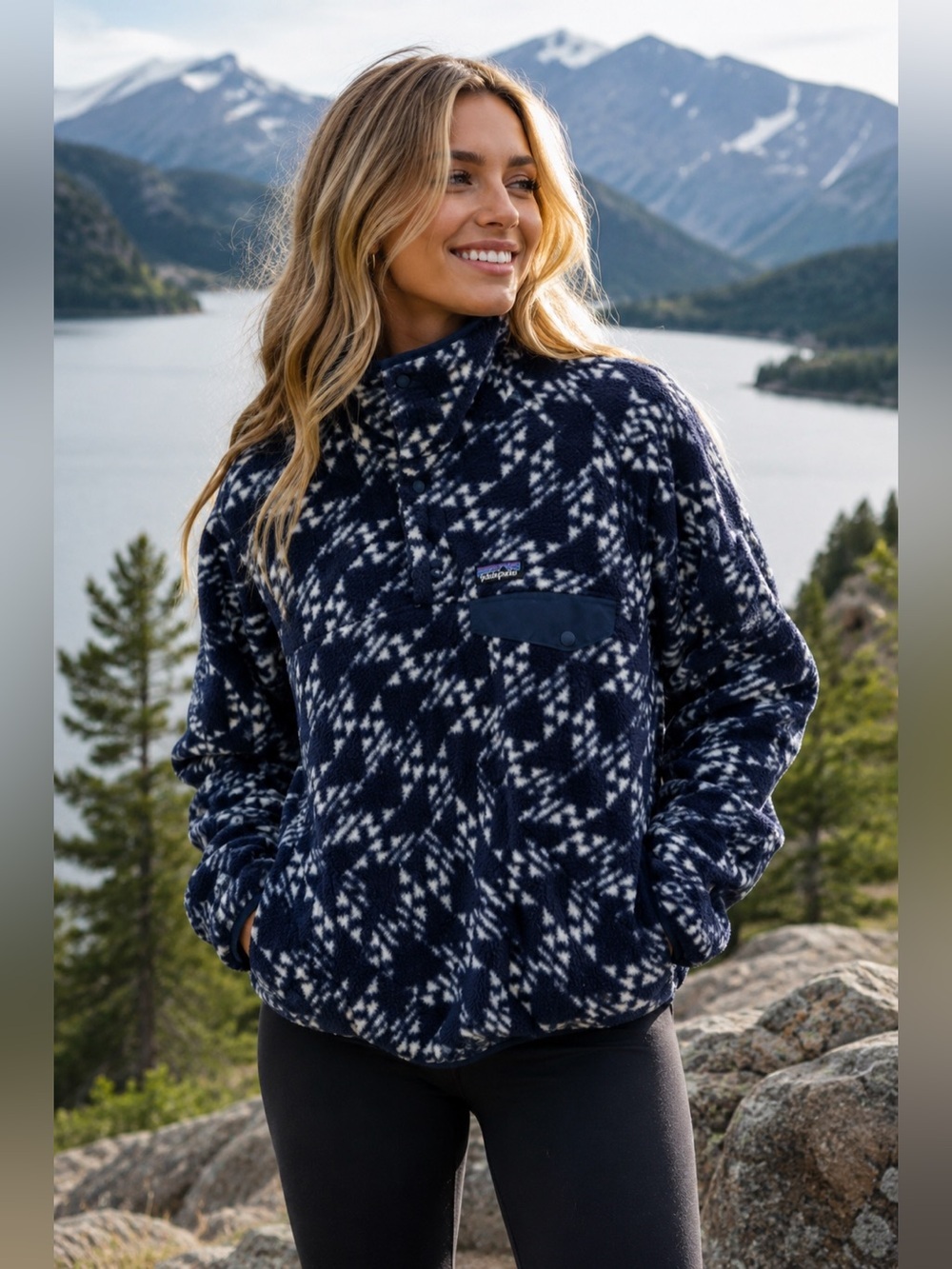 Patagonia Synchilla Snap-T Pullover blue pattern unisex fits 4-6